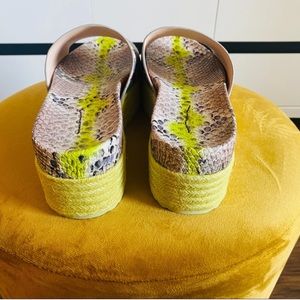 Kate Spade Zia Multicolor Iridescent Genuine Leather Snake Print FlatForm Slide